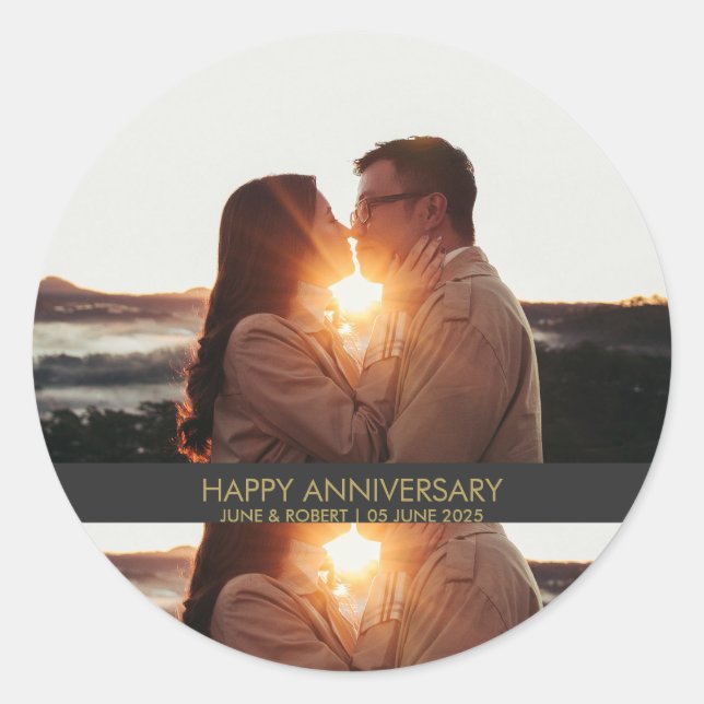 Sticker Rond Modern anniversary photo love  (Devant)