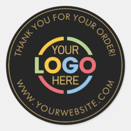 Sticker Rond Modern Black Gold Custom Busines Logo Promotional