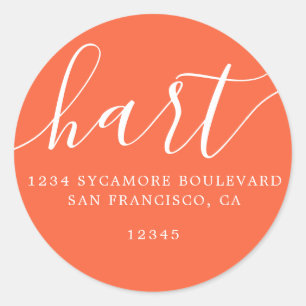 Sticker Rond Modern Bright Orange Family Adresse de retour