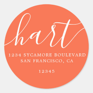 Sticker Rond Modern Bright Orange Family Adresse de retour