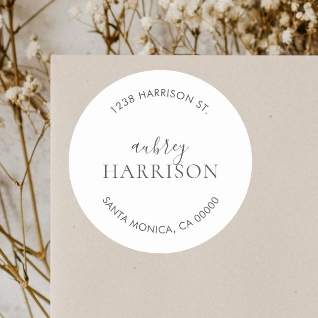 Sticker Rond Modern Chic Simple Adresse de retour (Créateur téléchargé)
