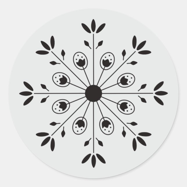 Sticker Rond Modern Elegant Snowflake Christmas (Devant)