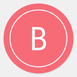 Sticker Rond Modern Festive Red Monogram Christmas Envelope