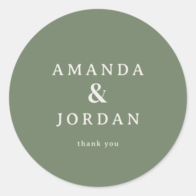 Sticker Rond Modern Green Calligraphy (Devant)
