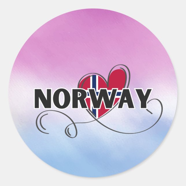 Sticker Rond Modern Love Norvège Drapeau scandinavie Souvenir (Devant)