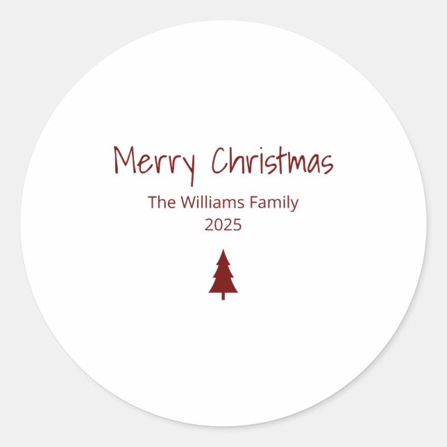 Sticker Rond Modern Merry Christmas Simple Evergreen Tree  (Devant)