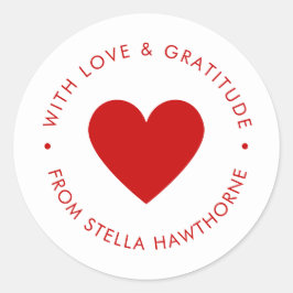 Sticker Rond Modern Minimal Red Heart 