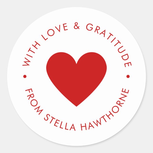 Sticker Rond Modern Minimal Red Heart  (Devant)