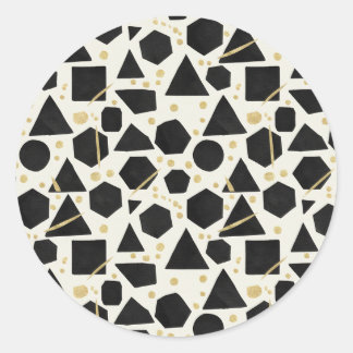 Sticker Rond Modern Noir Geometric & Gold Splatter