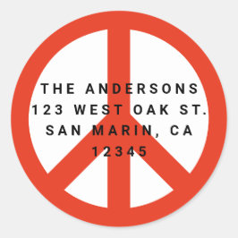Sticker Rond Modern Peace Love Christmas Holiday Adresse de ret