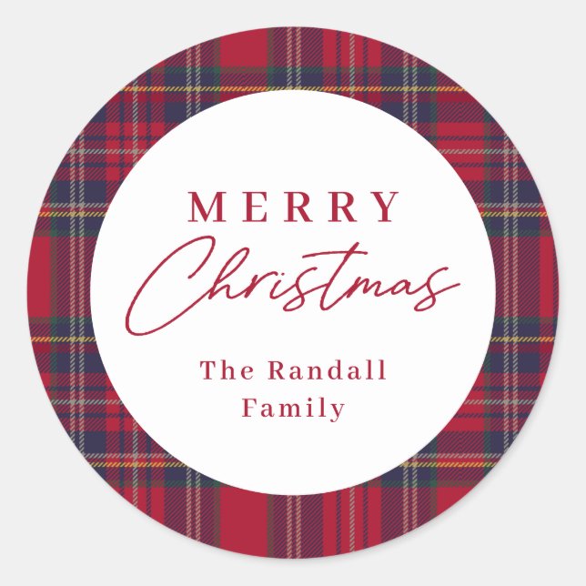 Sticker Rond Modern Plaid Christmas  (Devant)