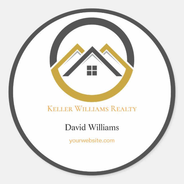 Sticker Rond Modern Real Estate white and gold custom logo  (Devant)