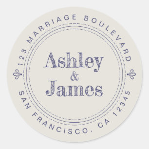 Sticker Rond Modern Rustic Future M. Mme Mariage Retour Adresse