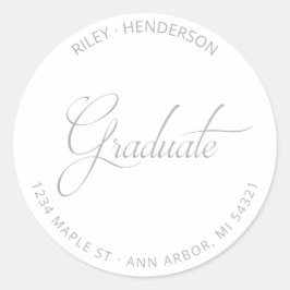 Sticker Rond Modern Script Graduate Adresse de retour