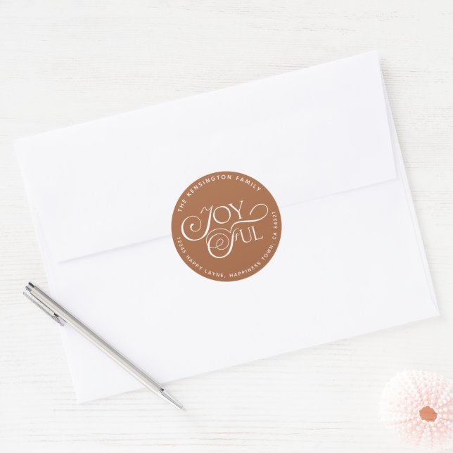 Sticker Rond Modern Terracotta Joyeuse Holiday Adresse de retou (Enveloppe)