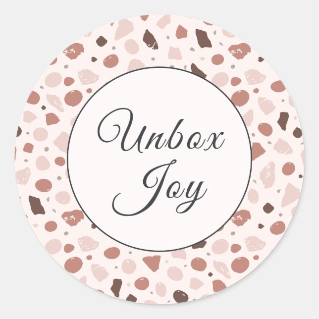 Sticker Rond Modern Terrazzo | Trendy "Unbox Joy" (Devant)