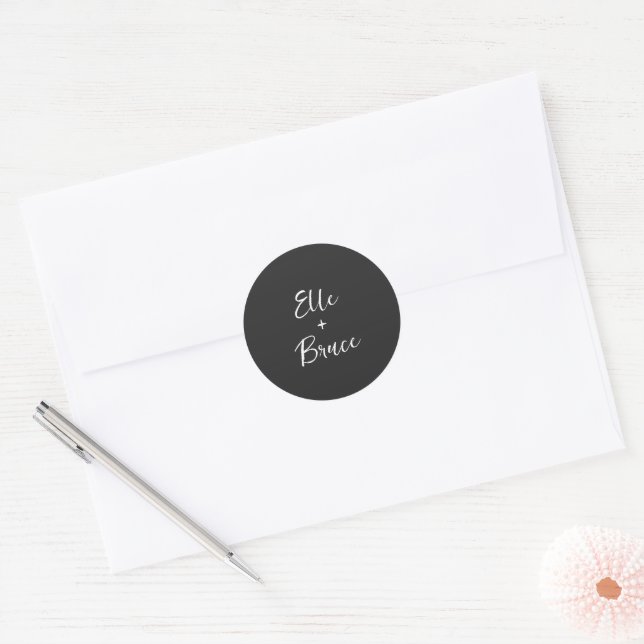 Sticker Rond Modern Typography Minimalist Wedding (Enveloppe)