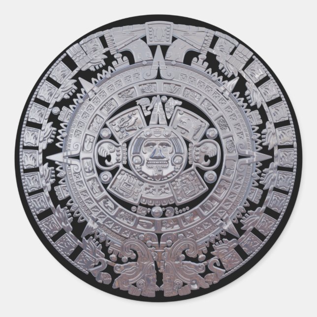 Sticker Rond Moderne Aztèque Maya Calender (Devant)