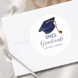 Sticker Rond Moderne Blue 2025 Graduation