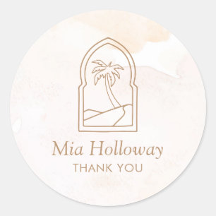 Sticker Rond Moderne Boho Minimal Palm Tree Merci Business