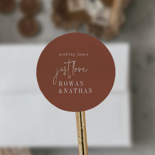 Sticker Rond Moderne chic en terre cuite rouille Juste d'amour