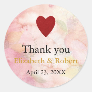 Sticker Rond Moderne Chic Gold Foil Mariage Merci de coeur