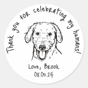 Sticker Rond Moderne Chic Personnalisé Funny Mariage d'animal d