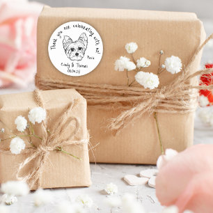 Sticker Rond Moderne Chic Personnalisé Funny Yorkie Chien Maria