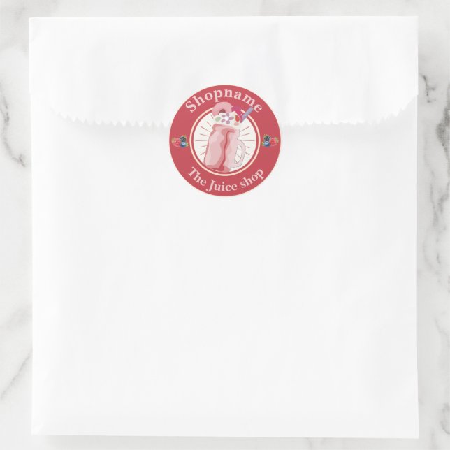 Sticker Rond Moderne Cold Smoothies fruitière Nom du personnel (Sac)