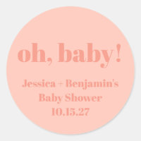 Moderne Cute Dusty Peach Baby shower Nom personnal