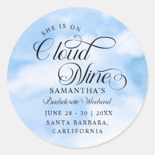 Sticker Rond Moderne Elle Est Sur Cloud 9 Bachelorette Week-end