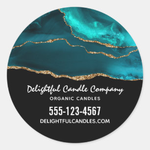 Sticker Rond Moderne et élégante entreprise Turquoise Agate &