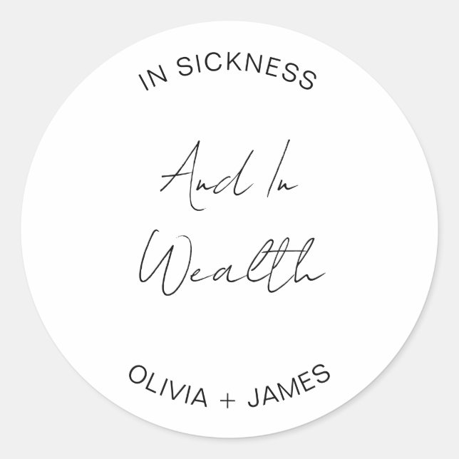 Sticker Rond Moderne Et En Richesse Mariage Lotterie Favoriser  (Devant)