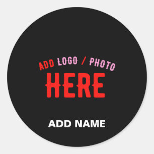 STICKER ROND MODERNE ET MODERNE PERSONNALISABLE NOIR VÉRIFIÉ