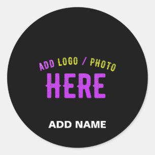 STICKER ROND MODERNE ET MODERNE PERSONNALISABLE NOIR VÉRIFIÉ