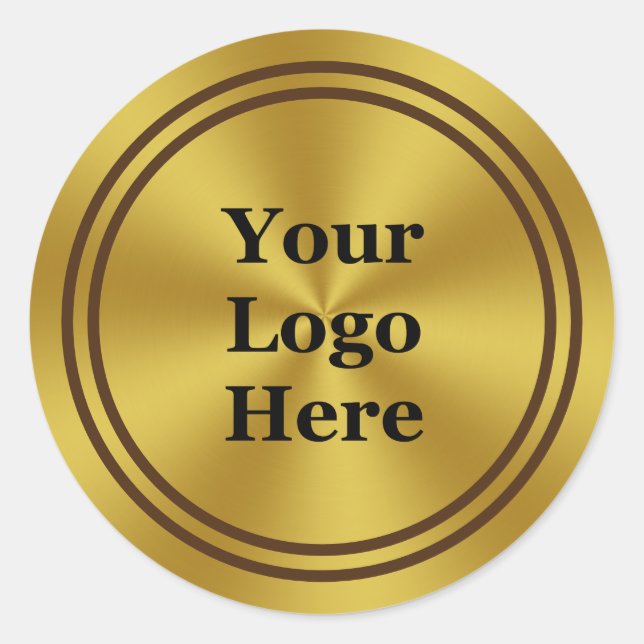 Sticker Rond Moderne Faux Gold Votre Logo Ici Modèle (Devant)