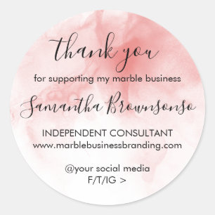 Sticker Rond Moderne fille patron ombre rose aquarelle merci