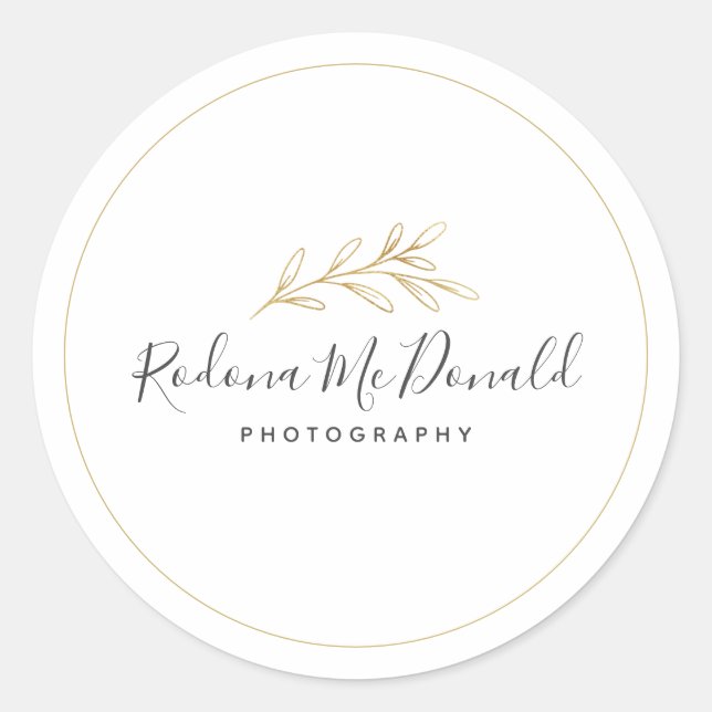 Sticker Rond Moderne Gold Foliage Vert Professionnel (Devant)
