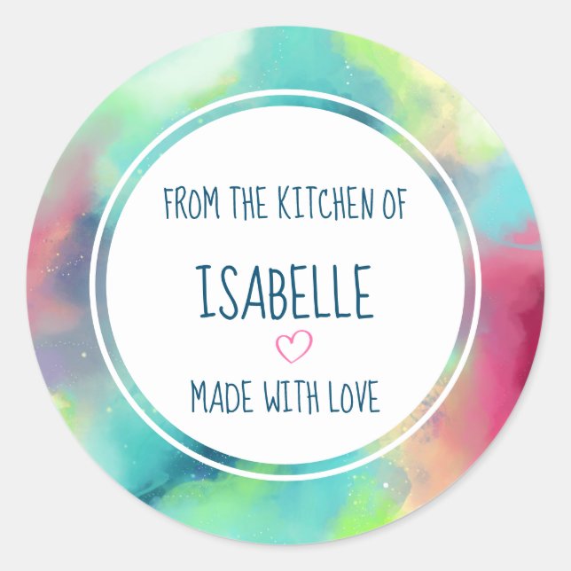 Sticker Rond Moderne Green & Red Space Nebula Aquarelle Cuisine (Devant)