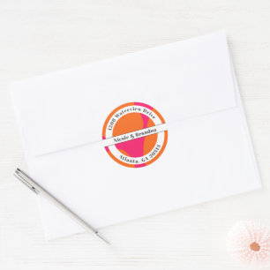 Sticker Rond Moderne Hot rose et orange Abstrait