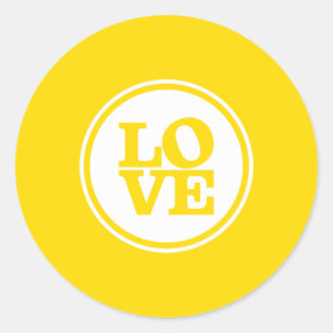 Sticker Rond MODERNE LOVE SEAL moderne tache typographie jaune