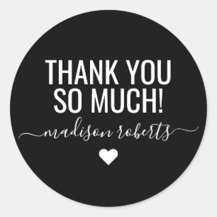 Sticker Rond Moderne merci beaucoup typographie noir