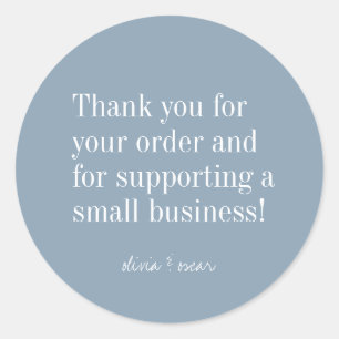 Sticker Rond Moderne minimaliste Dusty Bleu Editable Merci