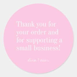 Sticker Rond Moderne minimaliste Fille rose Merci modifiable