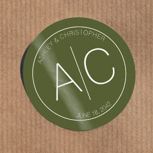 Sticker Rond Moderne minimaliste Mariage vert mousse