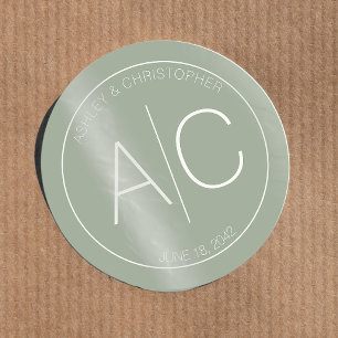 Sticker Rond Moderne minimaliste Mariage vert Sage