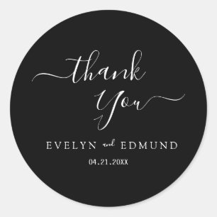 Sticker Rond Moderne minimaliste Merci blanc  Mariage