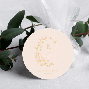 Sticker Rond Moderne Minimaliste   Monogramme de mariage