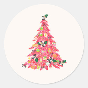 Sticker Rond moderne moderne couleur vive festif arbre de noël