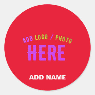 STICKER ROND MODERNE MODERNE PERSONNALISABLE ROUGE VÉRIFIÉ